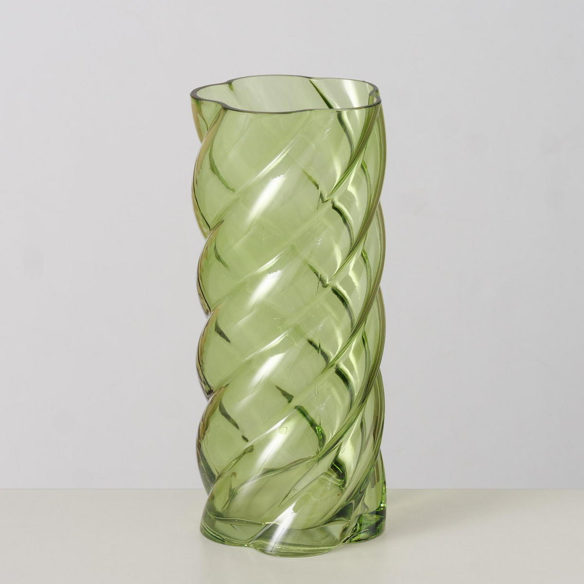 GLASVASE mit Glanzeffekt Curvo 13/13/30 cm - Grün, Glas (13/30cm) - Boltze Home