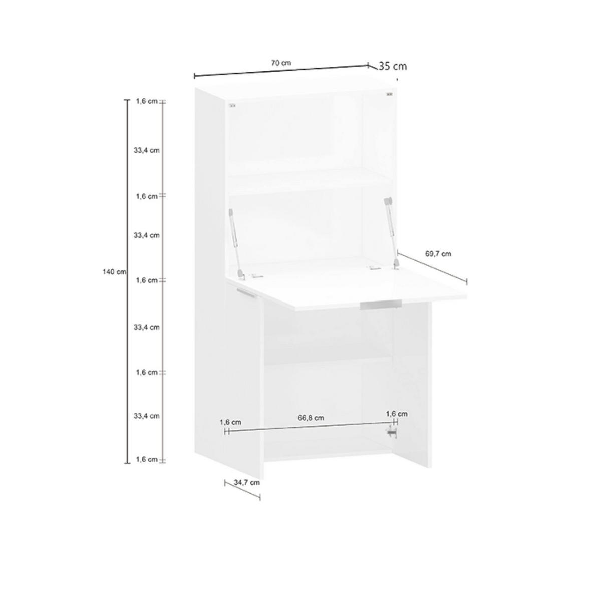 SCHREIBTISCH Glänzendes Weiß 35/70/140 cm - Weiß, Holzwerkstoff (35/70/140cm) - DMORA