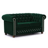 CHESTERFIELD-SOFA 2-sitzer Cleo Blink Flasche Grün Samt mit Kristallsteppung und braunen Massivholzfüßen - Braun/Grün, Holz/Textil (148/72/86cm) - S-Style Möbel