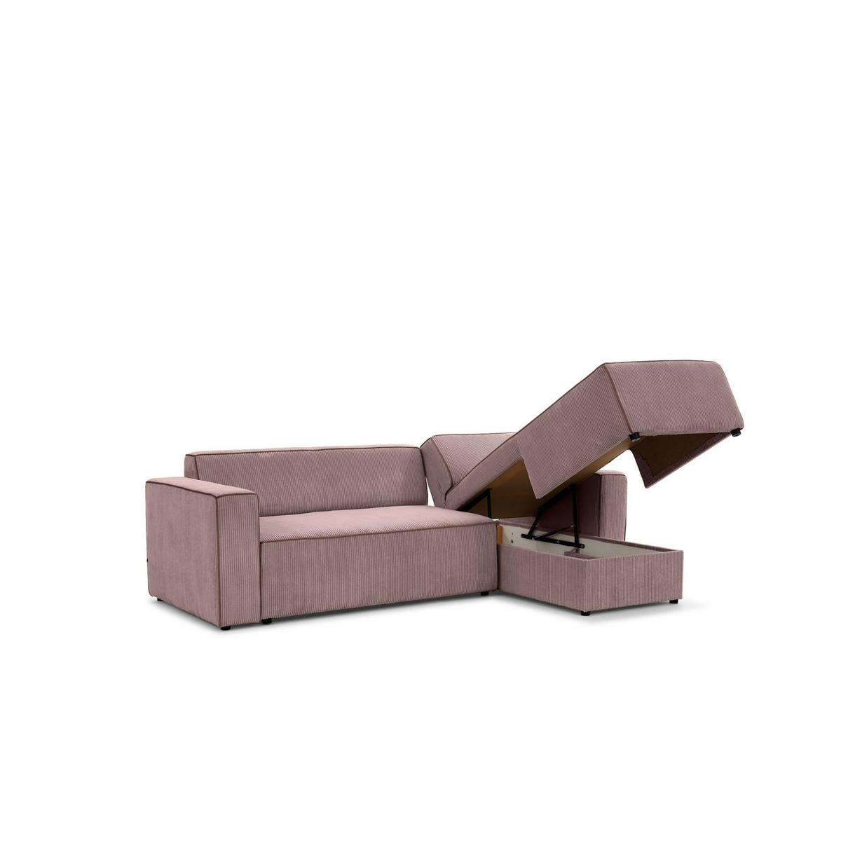 ECKSOFA Schlafsofa Waldo In Poso - Altrosa, Holzwerkstoff/Textil (260/173cm) - Fun Möbel