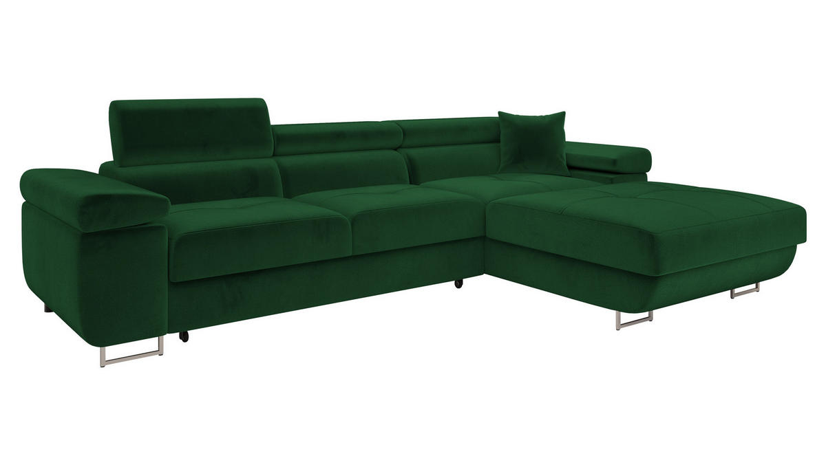 ECKSOFA Torezio Mini, Seite: Rechts - Grün, Holz/Textil (280/170cm) - MIRJAN24