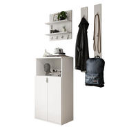 GARDEROBE Set 4-teilig weiß Hochglanz 117 cm, moderne Flurgarderobe - Chromfarben/Weiß Hochglanz, Glas/Holzwerkstoff (117/193/37cm) - Inn.Furn
