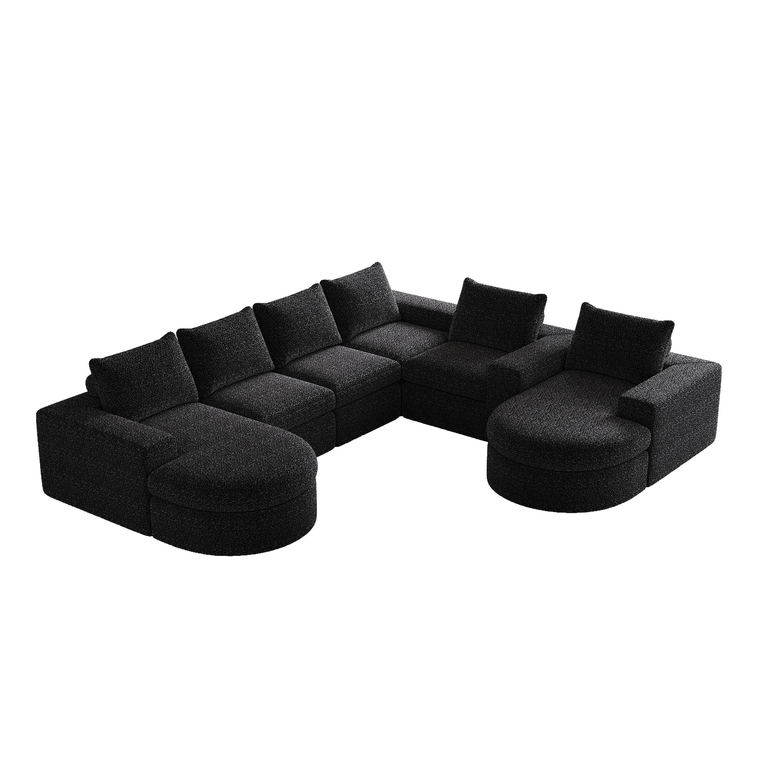 SCHLAFSOFA aus Chenille mit Liegestuhl, 2-teilig - Schwarz, Textil (322.5/81.2/217.7cm)