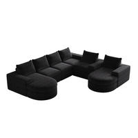 SCHLAFSOFA aus Chenille mit Liegestuhl, 2-teilig - Schwarz, Textil (322.5/81.2/217.7cm)