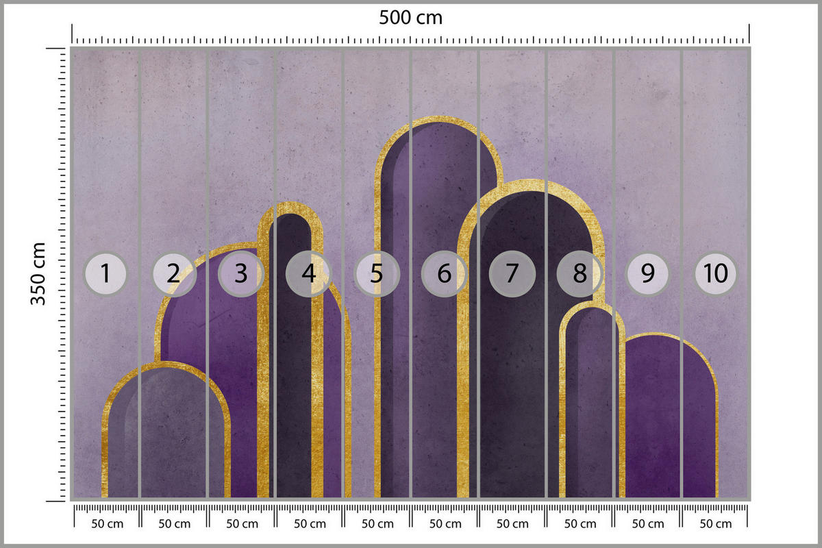 FOTOTAPETE Geometrische Muster Abstraktion Glamour 500x350 - Gelb/Beige, Papier (500/350cm) - Muralo