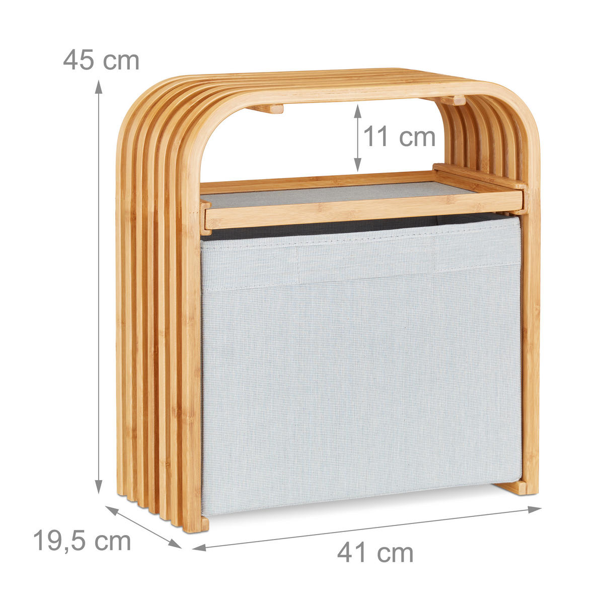 STOLIČKA - sivá, drevo/textil (41/45/19.5cm) - Relaxdays