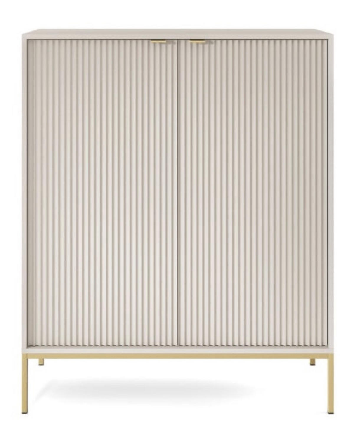 KOMMODE Kaschmir NEW K104 Gerillt Goldfarben Mit Regalen - Ecru, Holzwerkstoff (104/125/39cm) - Sepro Meble