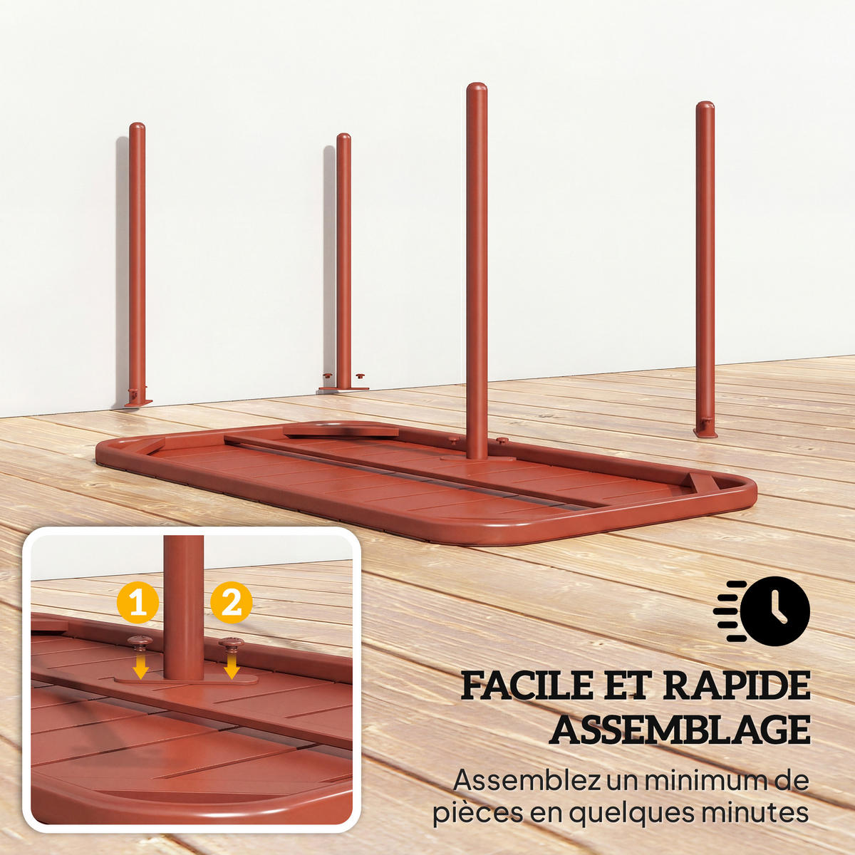GARTENBEISTELLTISCH DE-14211 rechteckig 90x50 cm, verzinkter Stahl Rot - Rot, Metall (90/50/43cm) - ComfortXL