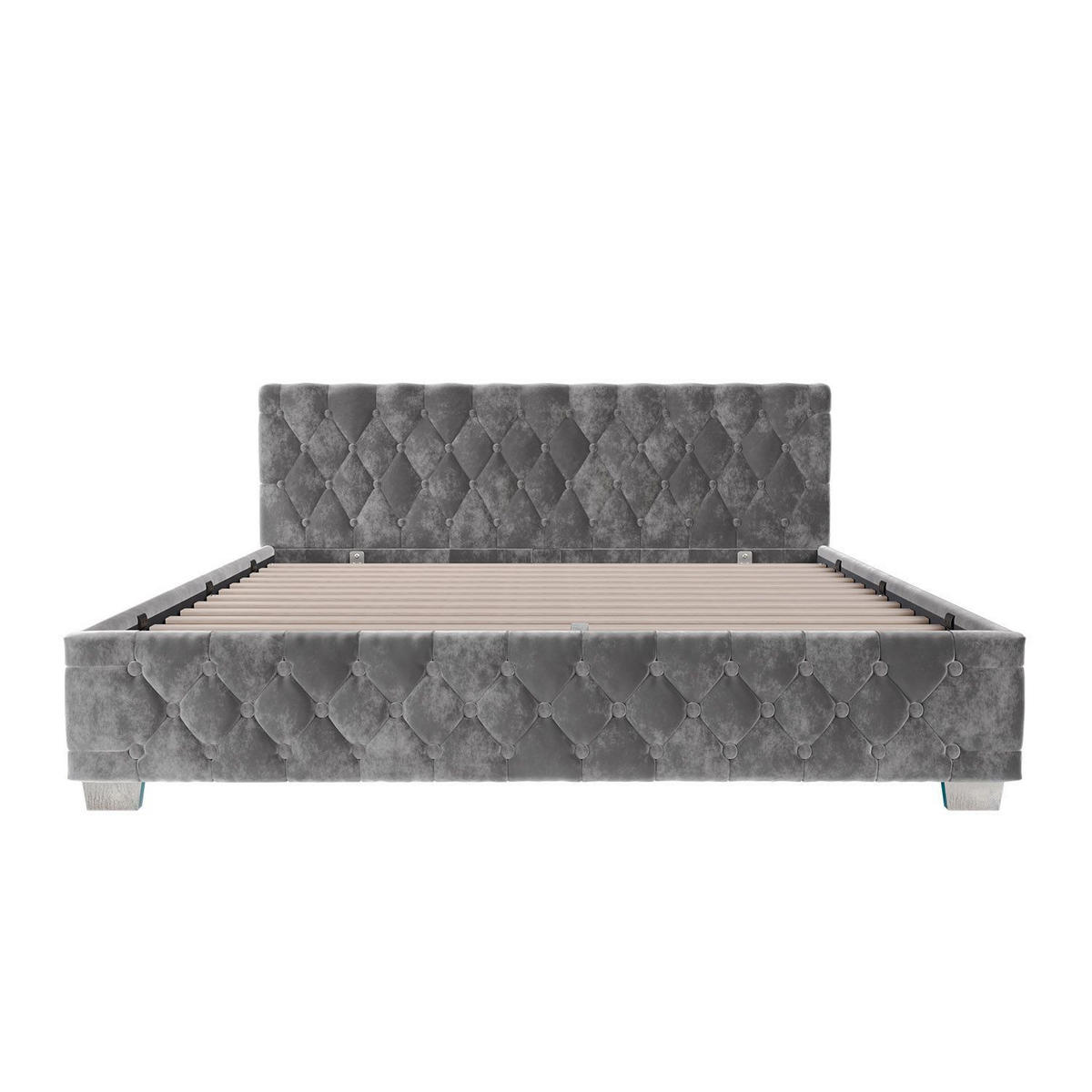 POLSTERBETT Nizza dunkelgrau 180x200 cm mit Matratze - Dunkelgrau, Holzwerkstoff (180/200cm) - Juskys