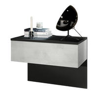 NACHTTISCH Sleep Fronten in Beton Oxid Optik - Hellgrau, Holzwerkstoff (60/46/35cm) - Vladon