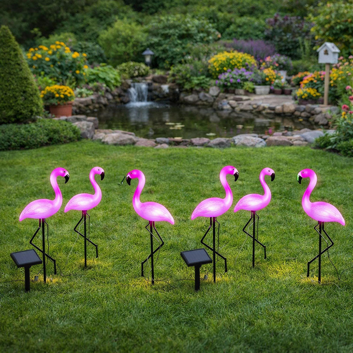 LED AUSSENLEUCHTE Flamingo Rosa Erdspieß 6er Set - Rosa, Kunststoff (20/6/52cm)