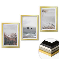 WANDBILDER 3er Set - 20x30 cm Goldrahmen - Berge, Wolken, Meer, Sand, Natur - Goldfarben, Kunststoff (20/30cm) - ArtPrintCave
