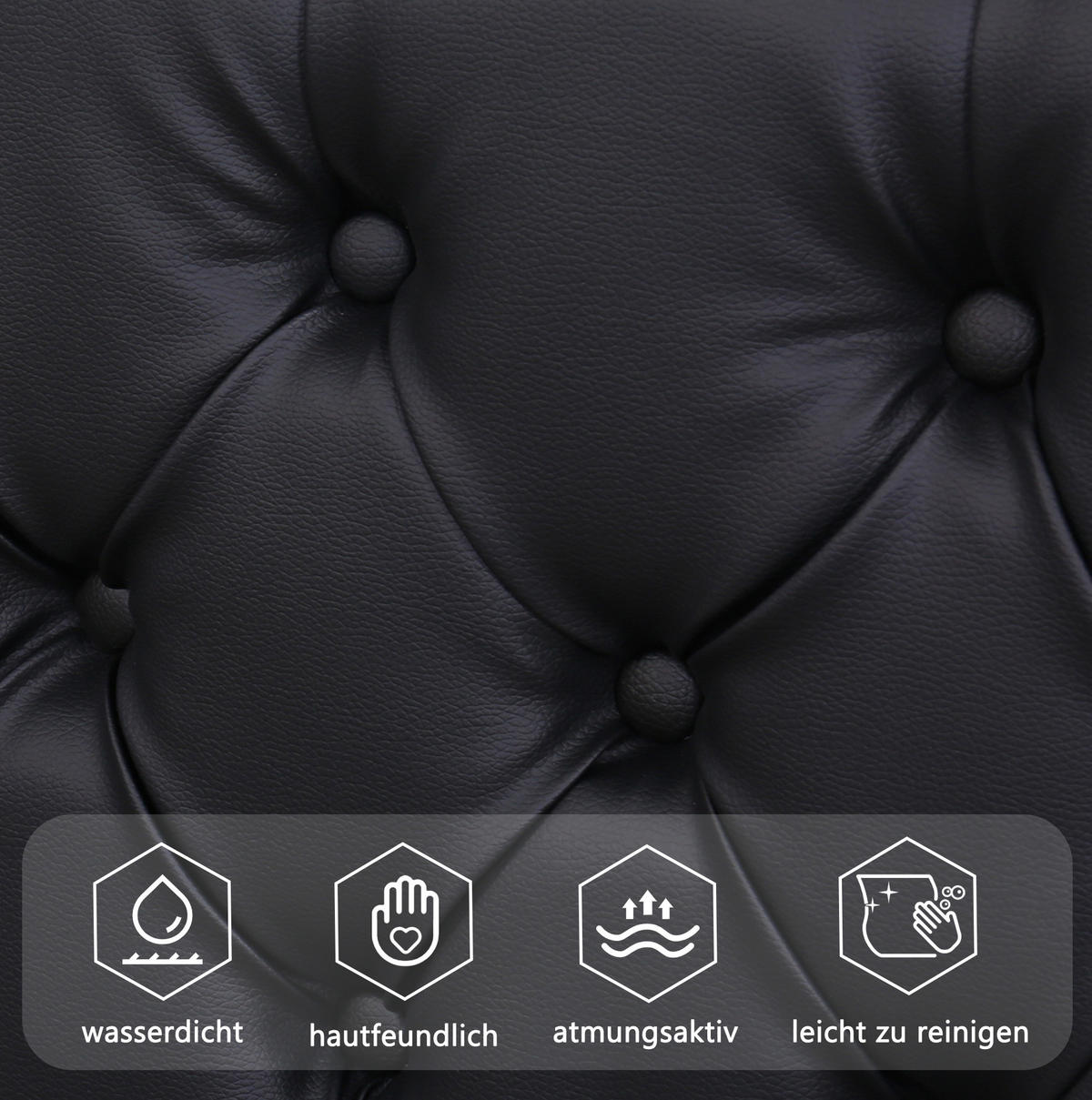 POLSTERBETT 140/190 cm schwarz aus PU mit LED und Stauraum - Schwarz, Kunststoff (140/190cm) - OKMYHOME