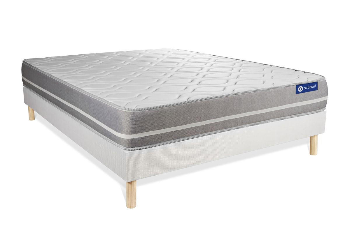 BETT Actilatex touch Latex und Memory-Schaum 180 x 220 cm h1 - Kit Bettgestell Weiß - Beige/Weiß, Karton/Holz (180/220cm) - ACTISOM