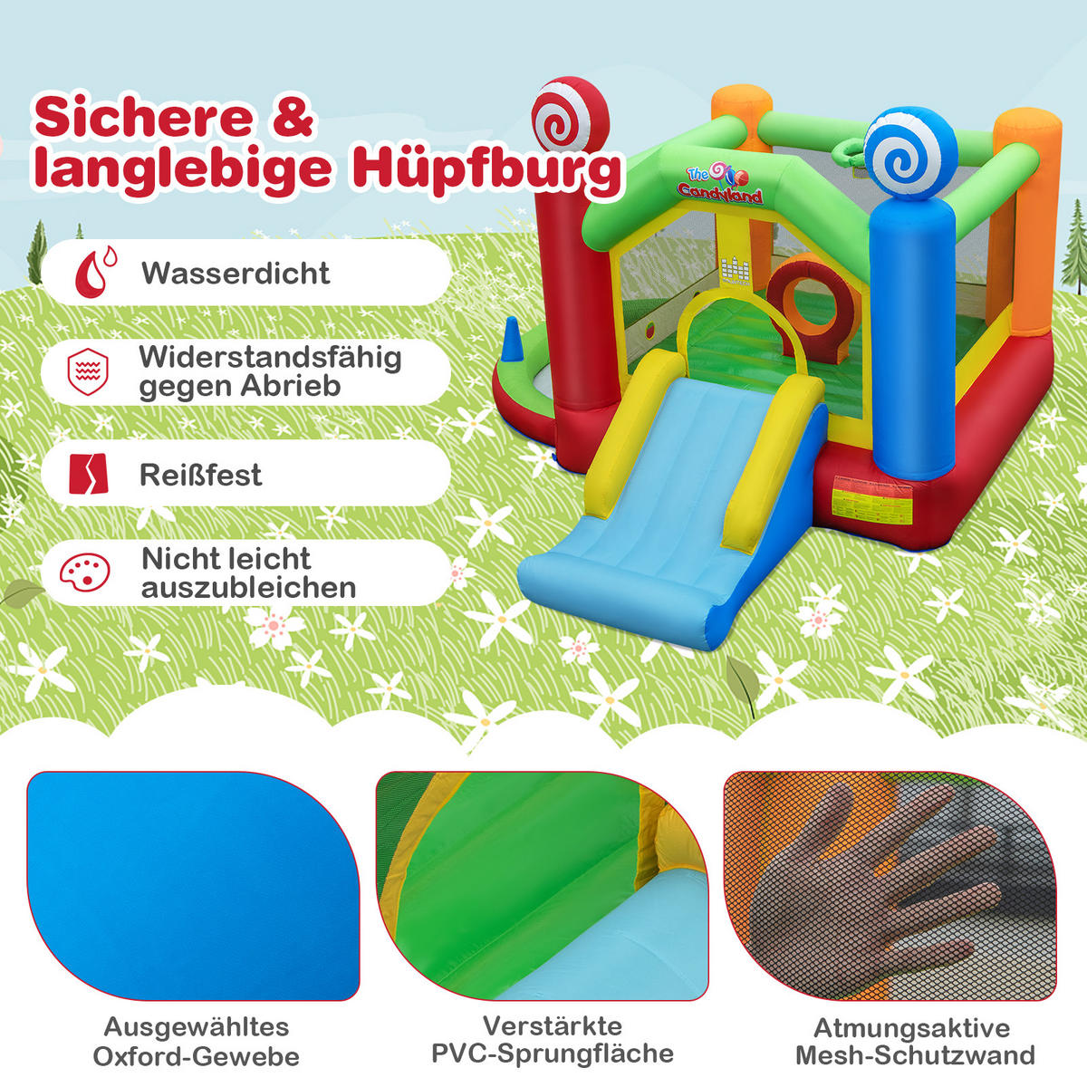 HÜPFBURG 250cm Multicolor - Multicolor, Kunststoff (385/360/250cm) - COSTWAY