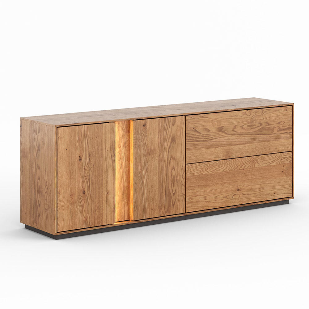 KOMMODE Collodi Wildeiche Natur 165 / 43,5 / 60cm - Wildeiche/Eichefarben, Holz (165/60/43.5cm) - Feldmann-Wohnen