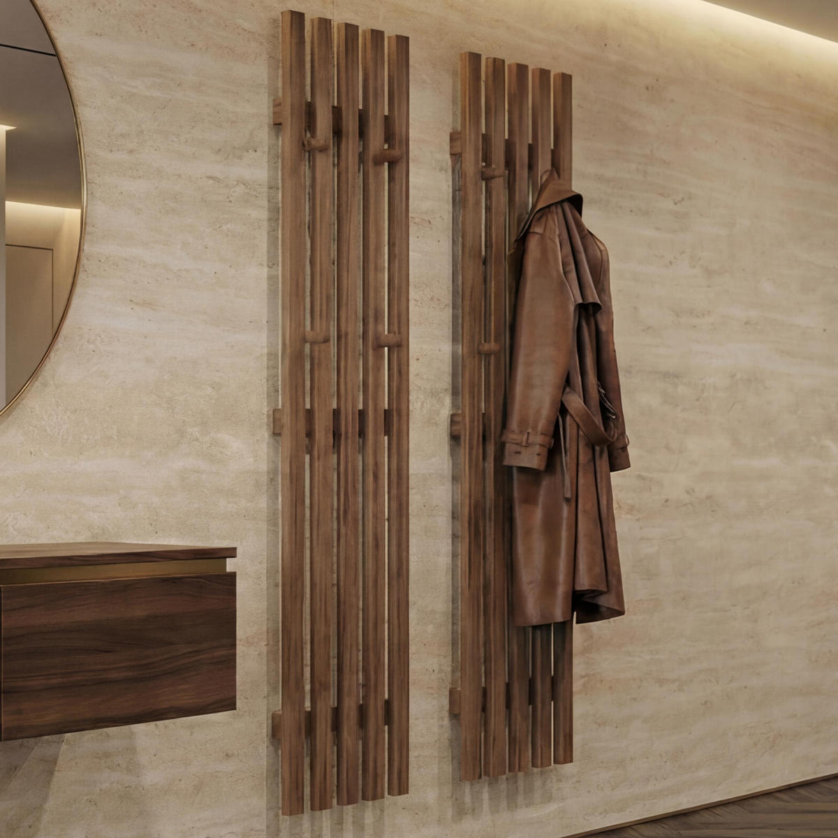 ŠATNÍKOVÝ PANEL Dekor dub - dub Wotan, dřevo (21/120/6cm) - MCW