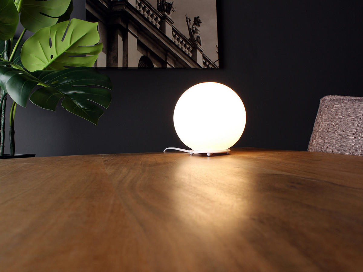 LED-TISCHLEUCHTE Glaskugel Lampenschirm, Ø20cm - Weiß, Glas/Metall (20/20/21cm) - meineWunschleuchte