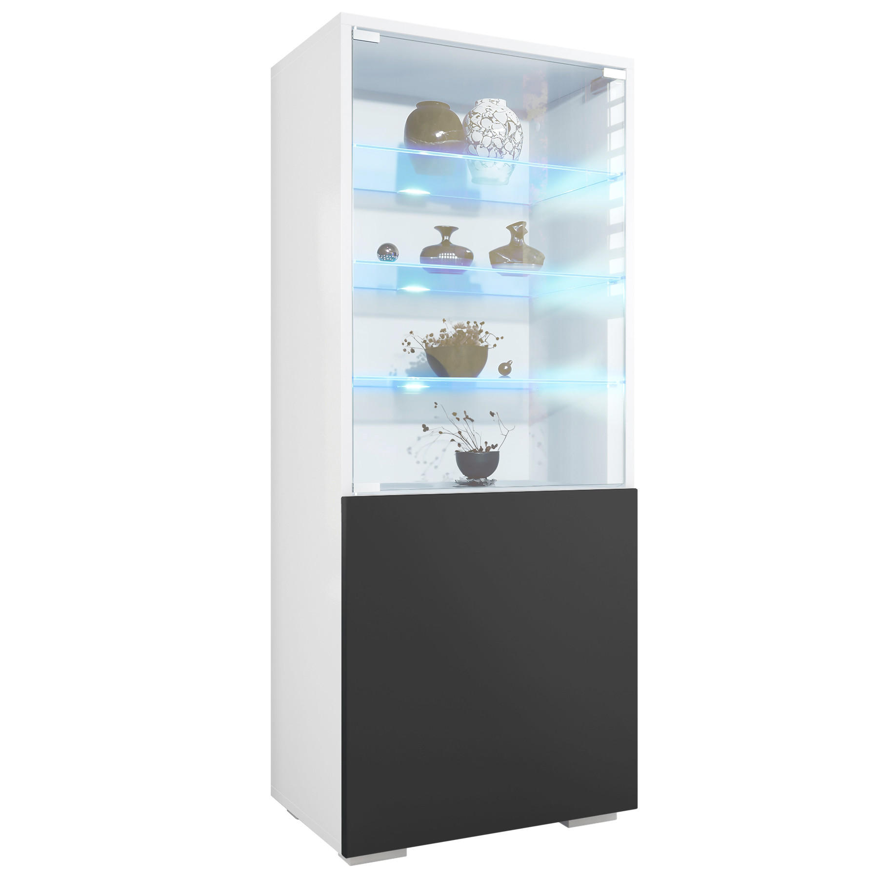 VITRINE Granada Schwarz matt - Schwarz, Holzwerkstoff (50/122.5/34.5cm) - Vladon