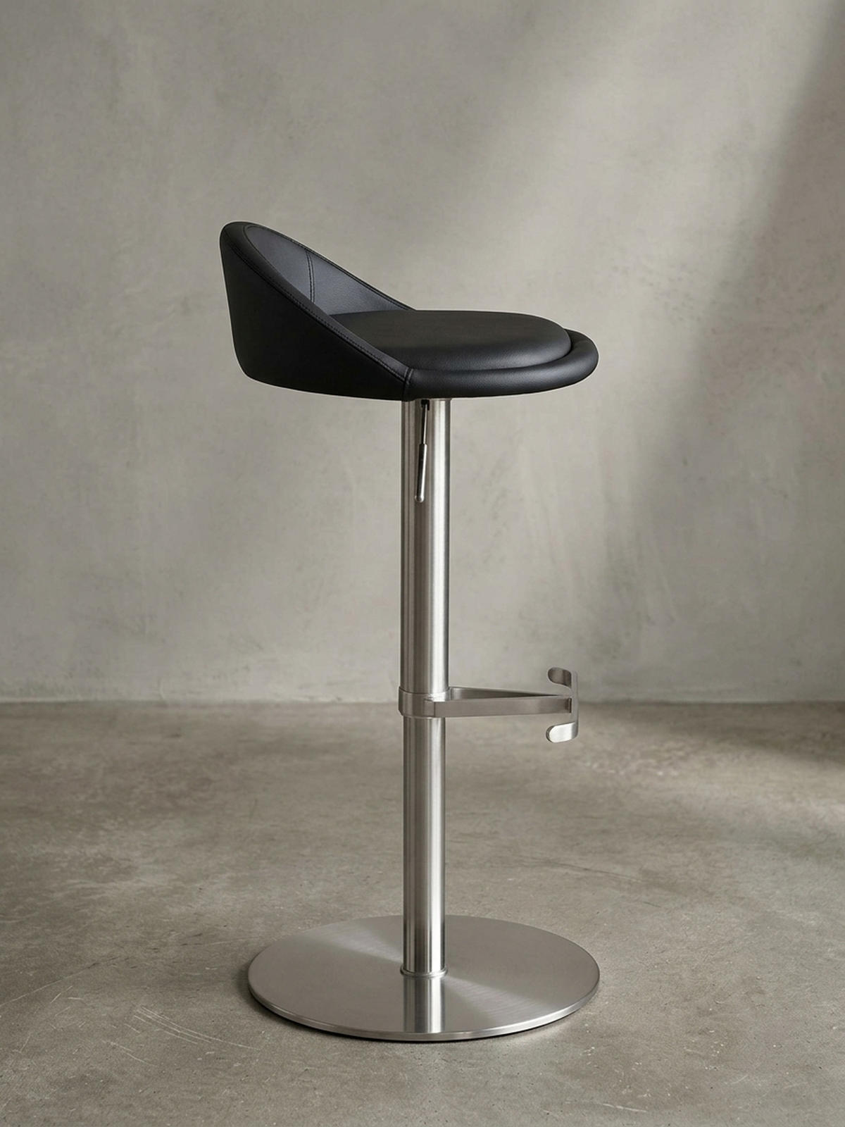 BARHOCKER Höhenverstellbar Edelstahl Halbrunde Rückenlehne DONAU, Schwarz 43x43x90 cm - Silberfarben/Schwarz, Kunststoff/Textil (43/90/43cm) - KADIMA DESIGN