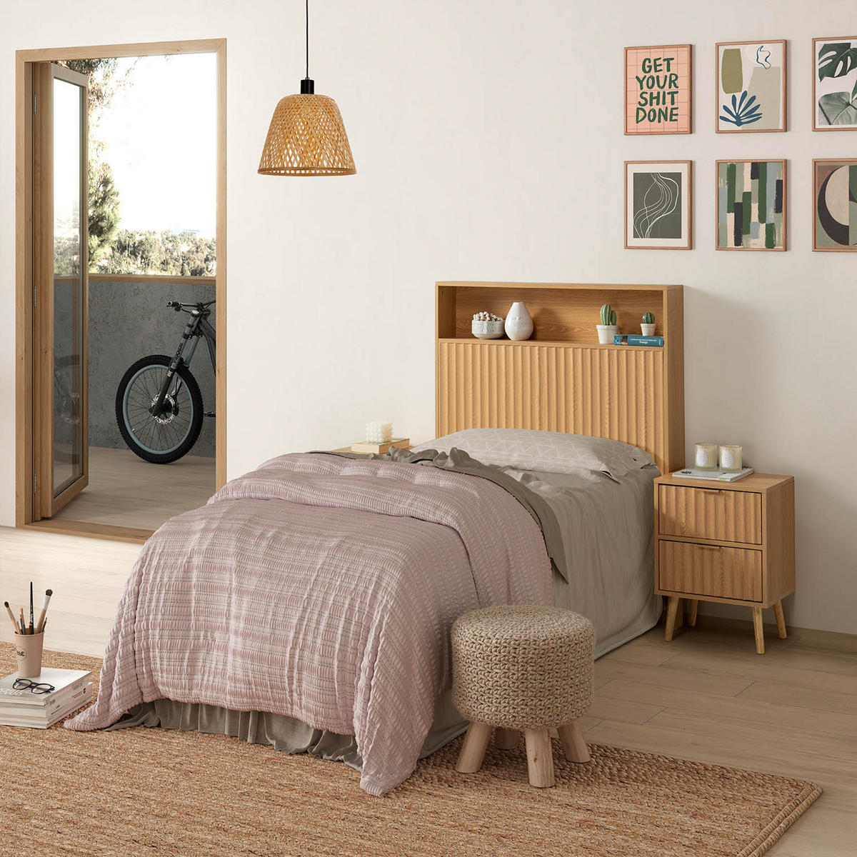 KOPFTEIL Lluvia 95 cm Eichenfarbe - Honigeiche, Holzwerkstoff (15/95/95cm) - VS Venta-stock