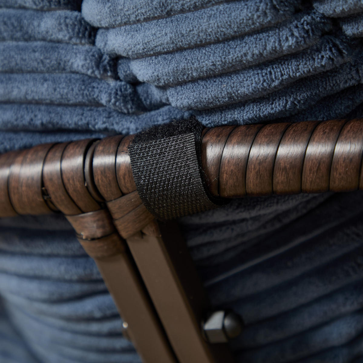 GARTEN-RELAXSESSEL Papasansessel, 360° drehbar,Rattan, Blau - Blau, Metall (60/67/92cm) - LVHOM