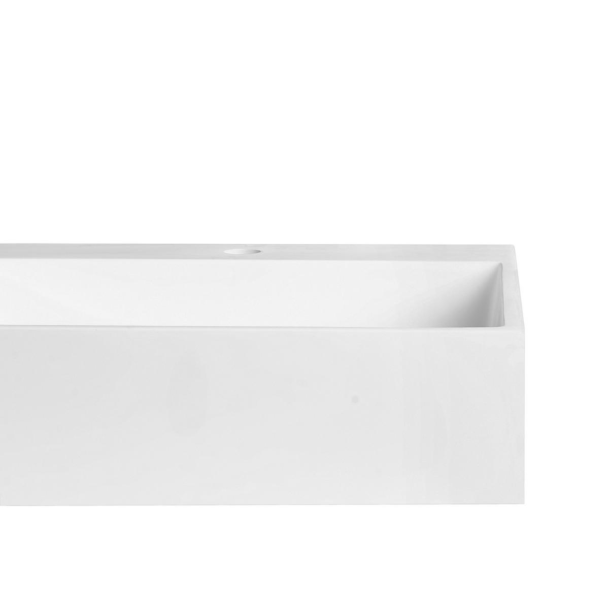 HÄNGEWASCHBECKEN Weiß 150/48 cm Mineralguss Cusco - Weiß, Naturmaterialien (150/13/48cm) - Beliani