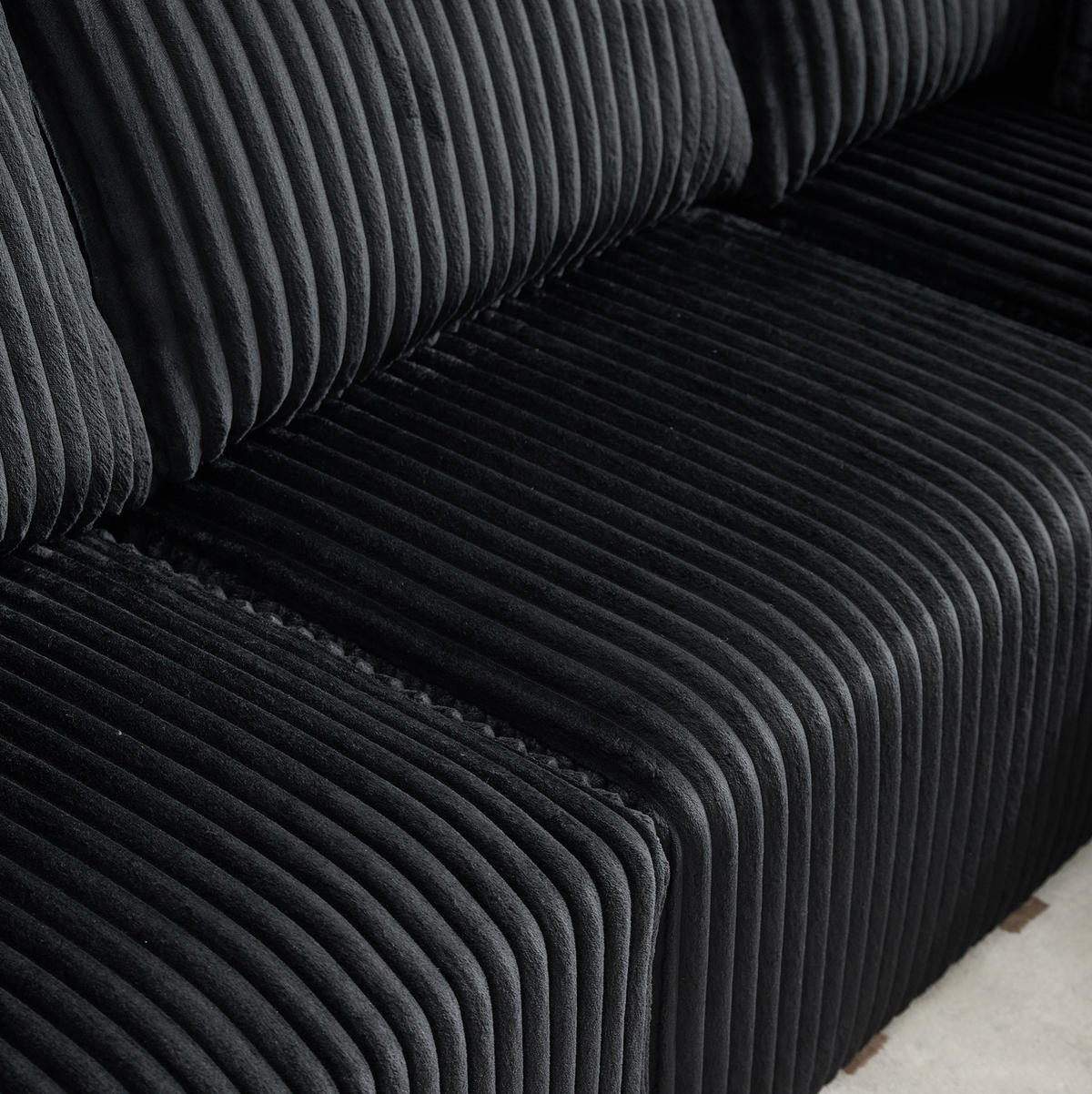 ECKSOFA 257/90-160/62 cm Schwarz aus Cord mit Chaiselongue - Schwarz, Textil (160/257cm) - OKMYHOME