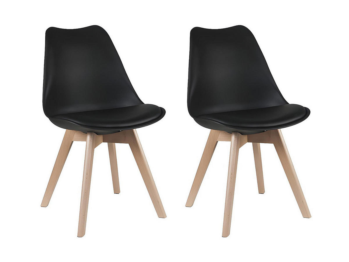 STUHL 2er-Set - Polypropylen & Buche - Schwarz - JODY - Schwarz, Kunststoff (57/82/49cm) - Vente-Unique