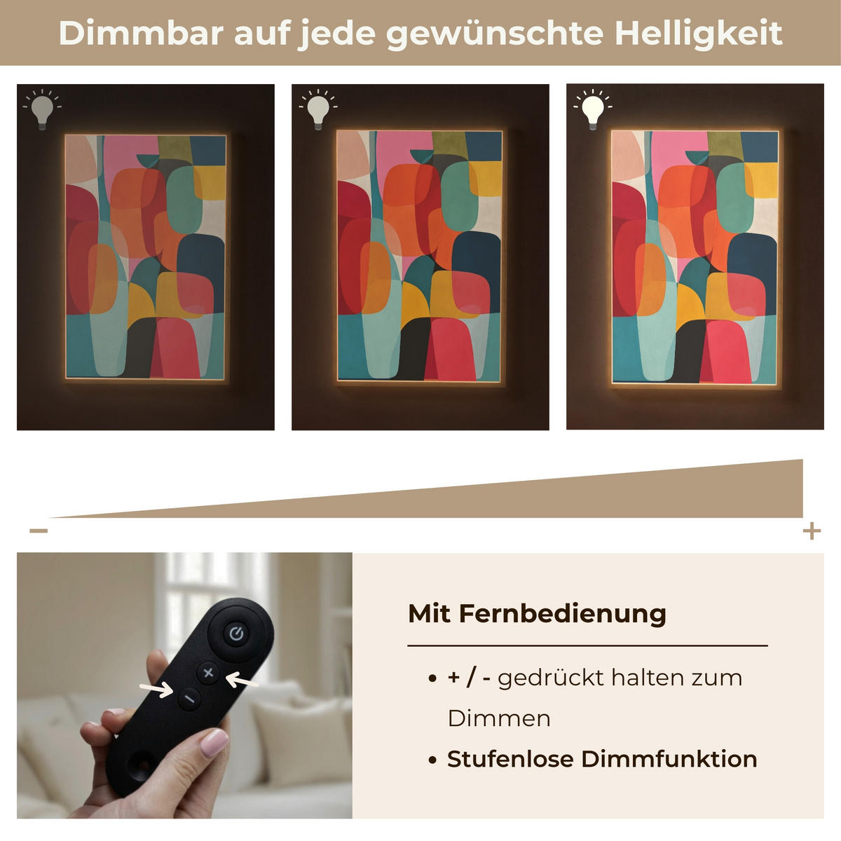 NÁSTĚNNÁ LAMPA S AKUMULÁTOREM Tvary - barevné - abstraktní - letadla 60x90 cm - různobarevná, kompozitní dřevo (60/90/8cm) - OnlyWow