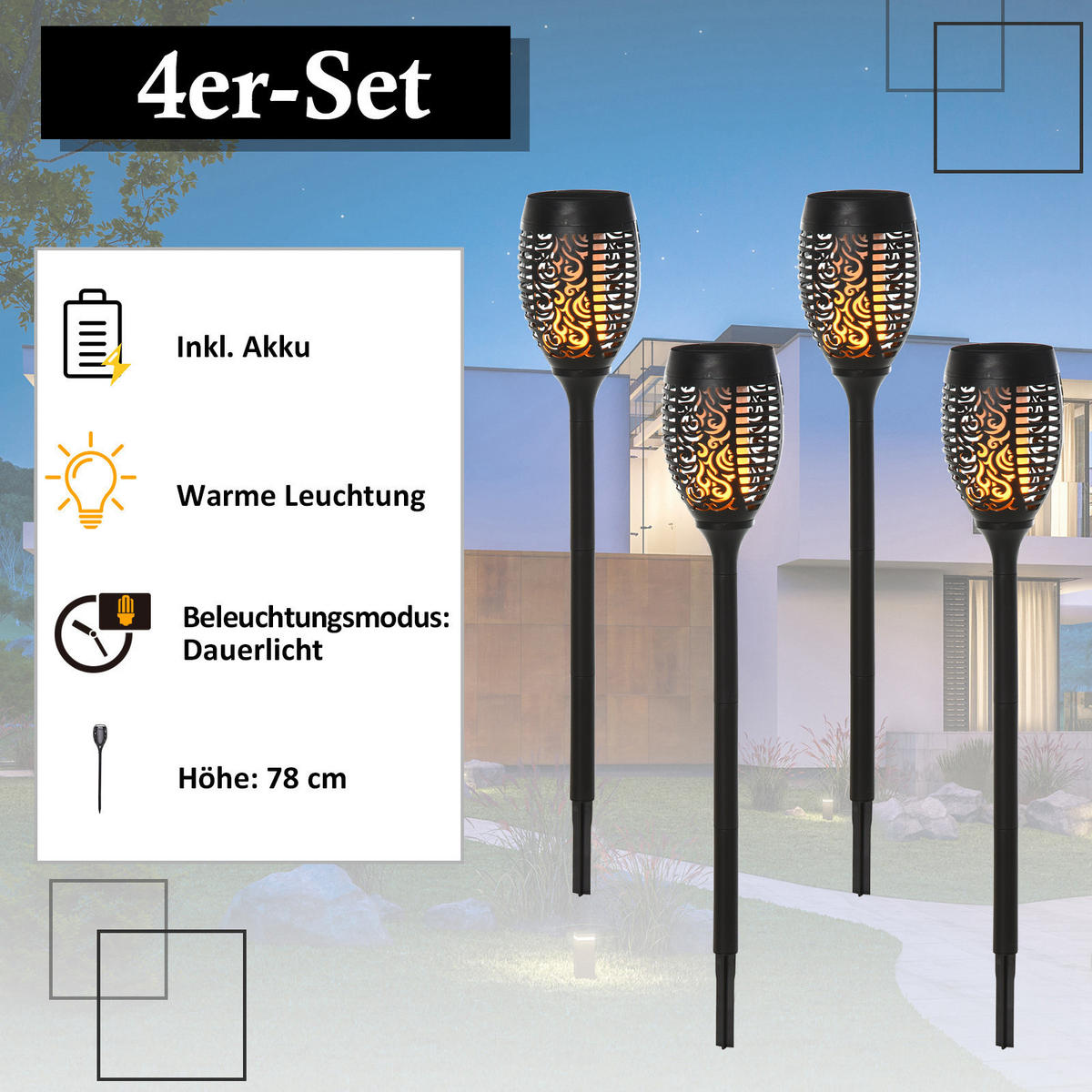 SOLARLEUCHTE, Schwarz, Kunststoff - Schwarz, Kunststoff (12/12/72cm) - Outsunny
