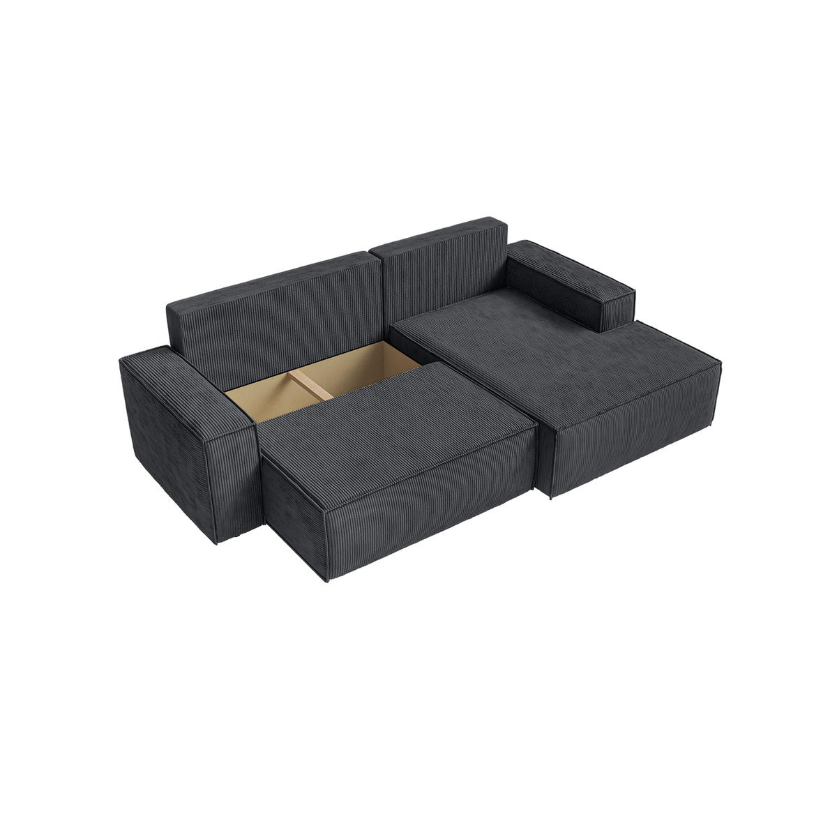 ECKSOFA Kokko mit Schlaffunktion, Anthrazit - Anthrazit, Textil (267/167cm) - Fedve