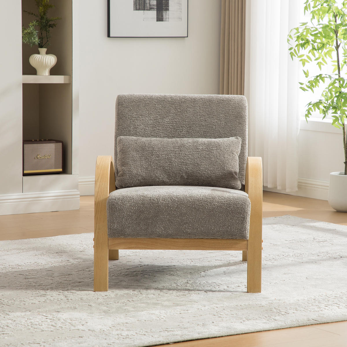 LOUNGESESSEL Chenille mit Holzgestell, DE-42403, Grau - Grau, Holz (70/83.5/82cm) - ComfortXL