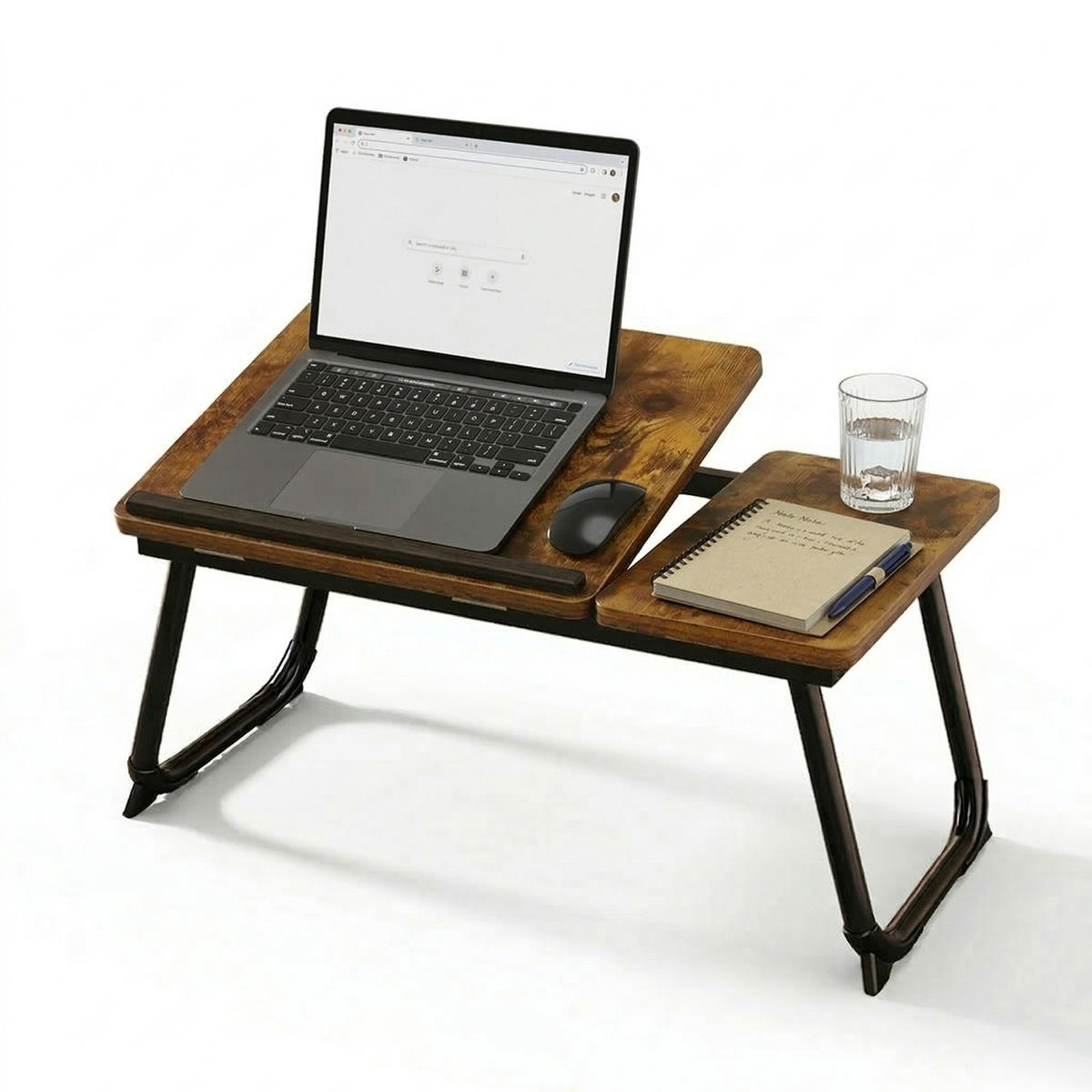 LAPTOPTISCH - Schwarz, Holzwerkstoff/Metall (33/56/23.5cm) - Relaxdays