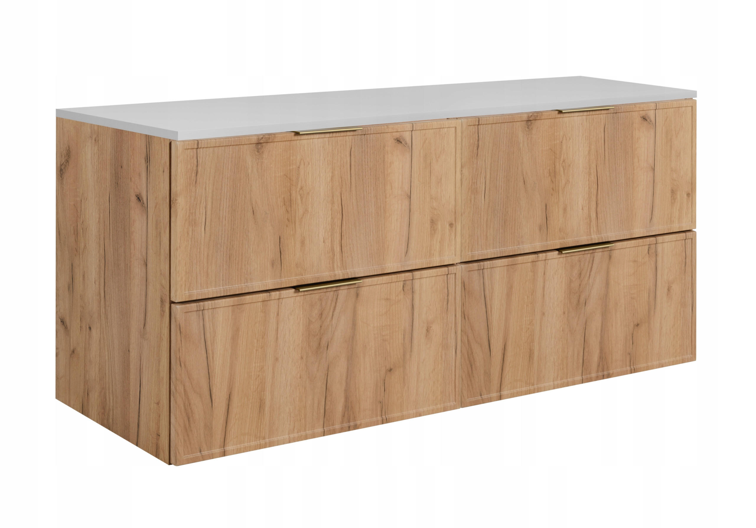 WASCHBECKUNTERSCHRANK SLIM 120cm mit Arbeitsplatte Weiß Eik Craft - Eichefarben/Weiß, Holzwerkstoff (120/57/46cm) - Rodan