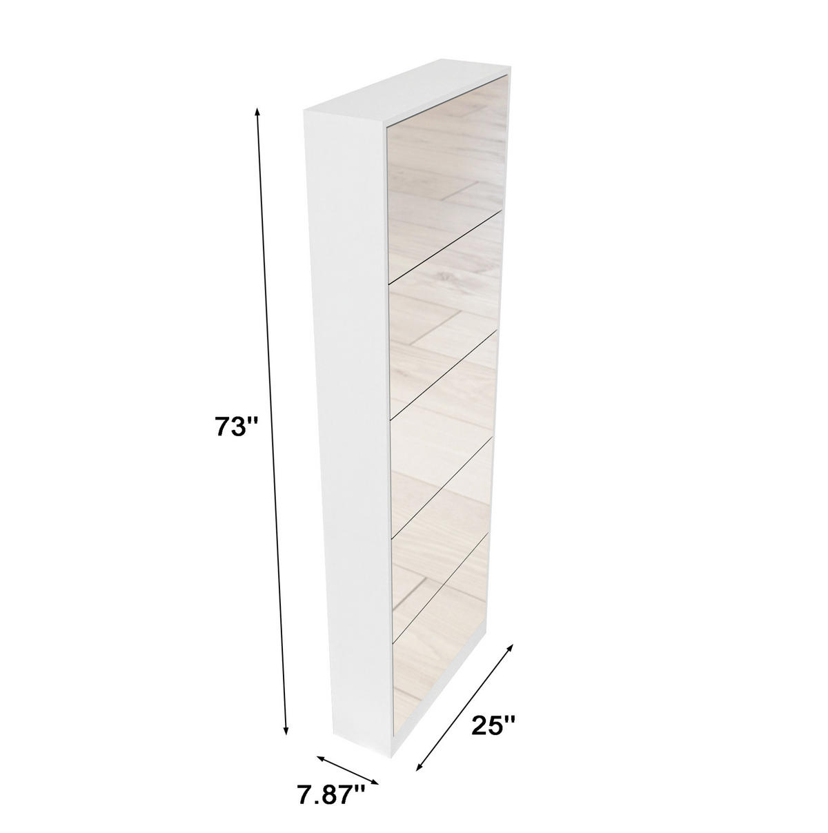 SCHUHSCHRANK 185 cm Weiß aus MDF mit Spiegel - Weiß, Holzwerkstoff (63/185/19.6cm) - OKMYHOME