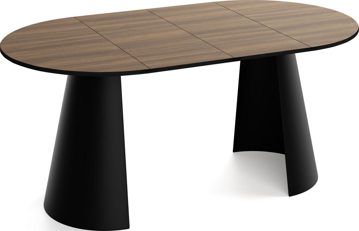 ESSTISCH Lamio runder ausziehbarer, Walnuss Braun 100-180/100/76 cm - Walnussfarben/Schwarz, Holzwerkstoff/Metall (100/100/76cm) - WFL GROUP