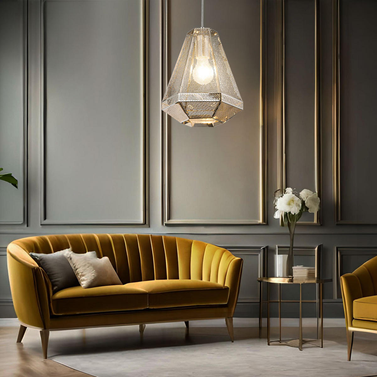 HÄNGELEUCHTE BRANDON Chrom Silber - Silberfarben, Metall (24/24/129cm) - Globo Lighting