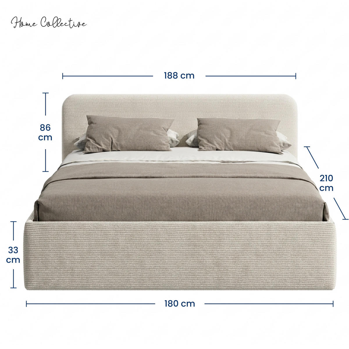 POSLTERBETT mit Kaltschaummatratze 180x200 cm in Hellbeige - Beige, Holzwerkstoff/Textil (180/200cm) - Home Collective