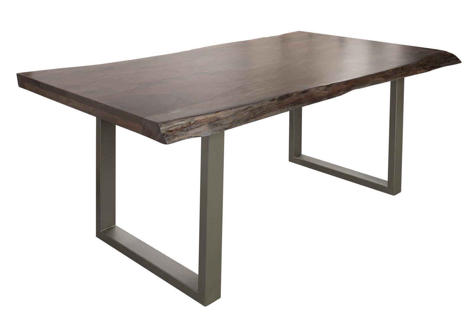 BAUMTISCH Akazie 220x100x77 grau lackiert / U-Beine silber matt FREEFORM 5 - Silberfarben/Grau, Holz (220/100/77cm) - Massivmoebel24