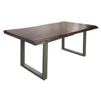 BAUMTISCH Akazie 220x100x77 grau lackiert / U-Beine silber matt FREEFORM 5 - Silberfarben/Grau, Holz (220/100/77cm) - Massivmoebel24