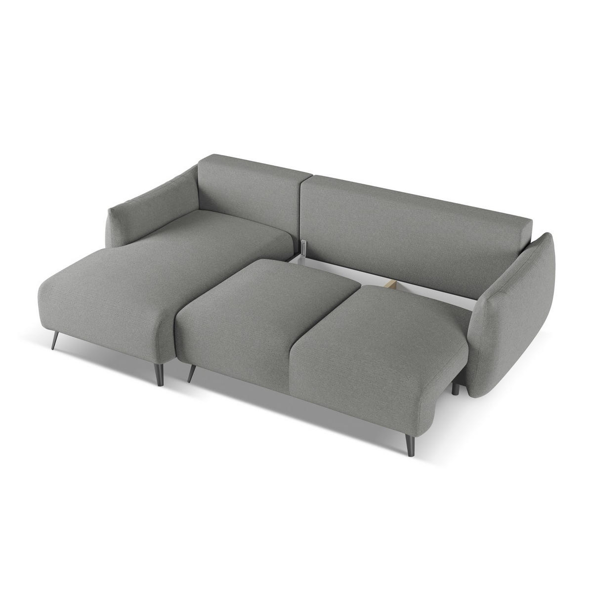ECKSOFA mit Schlaffunktion Chenille Stoff Grau - Schieferfarben/Schwarz, Textil/Metall (162/242cm) - LaMiaSofa