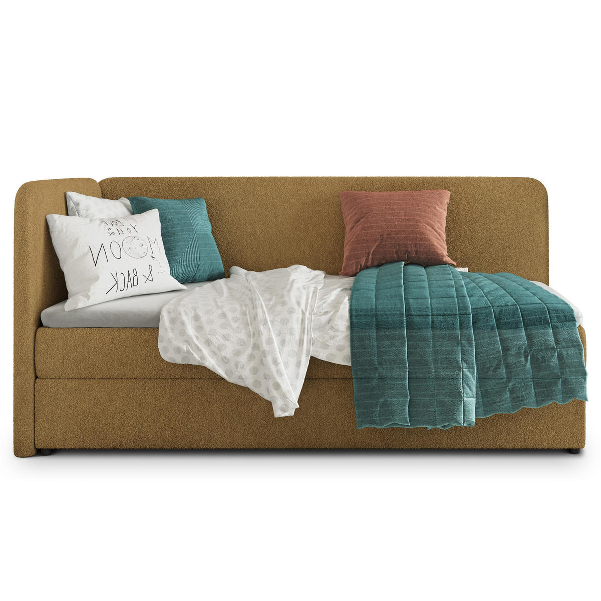 POSTEL BOXSPRING GINA 80x200 cm, s matrací a úložným prostorem, med - med, kompozitní dřevo/textil (80/200cm) - MASSENO