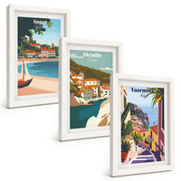 BILDER SET 3er Set - 20x30 cm Weißer Rahmen - Illustrationen von Küstenstädten - Weiß, Kunststoff (20/30cm) - TULUP