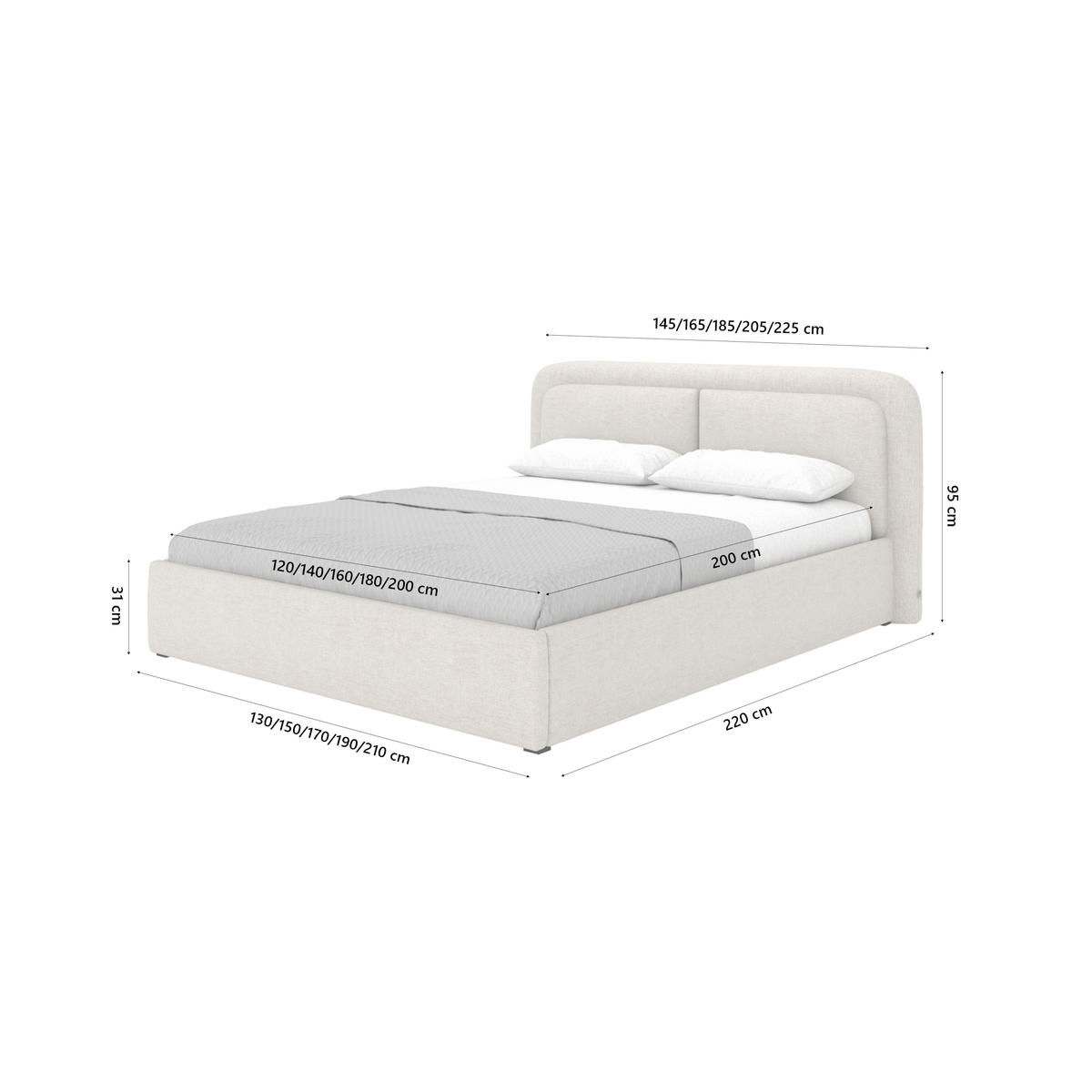 POLSTERBETT Skalo 120x200 cm, Sandbraun - Beige, Textil (120/200cm) - Fedve