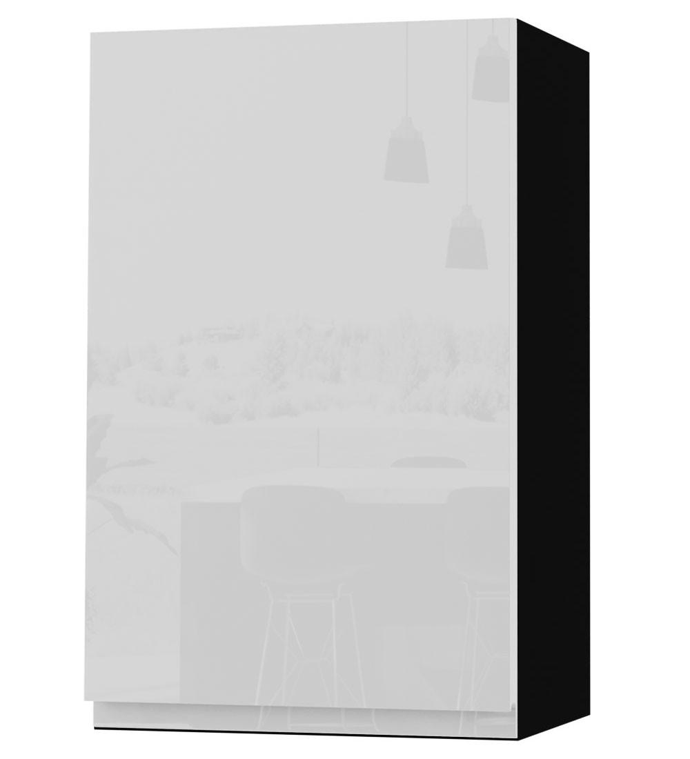 HÄNGESCHRANK Florence W2/45 Schwarz / RAL 9003 signalweiß HG 45 / 32,5 / 72cm - Türanschlag links - Weiß Hochglanz/Schwarz, Holz/Holzwerkstoff (45/72/32.5cm) - Feldmann-Wohnen