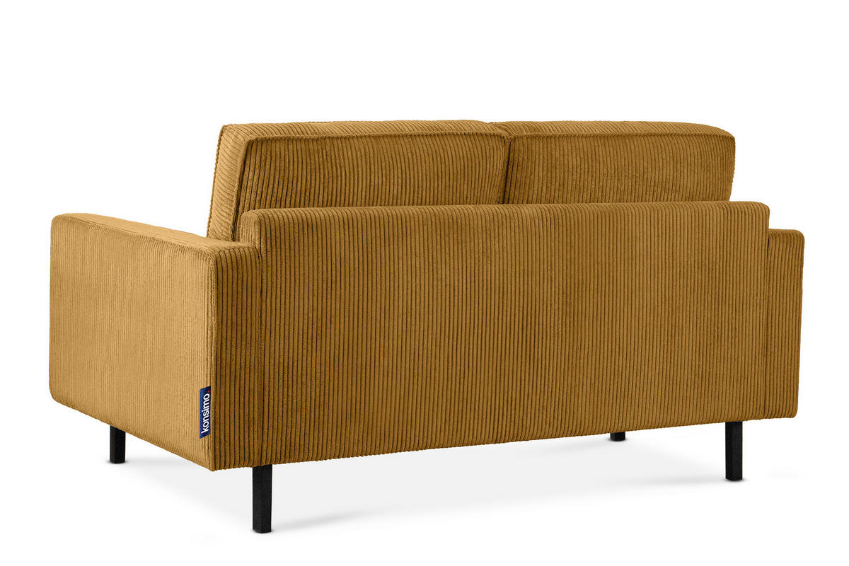 2-SITZER-SOFA INVIA Klassische-Stil mit Armlehnen, Feinkord-Stoff, Gelb - Gelb/Schwarz, Textil (164/87/98cm) - KONSIMO®