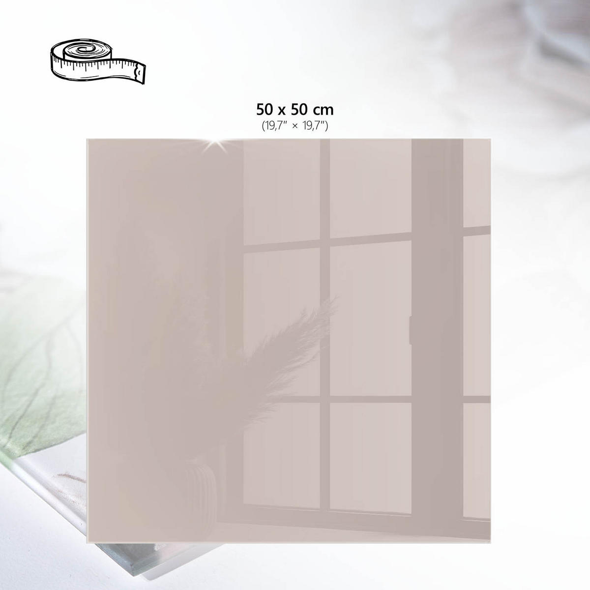 TISCHPLATTE 50x50 cm – Warmes, gedecktes Beige - Violett, Glas (50/50/0.4cm) - Wallfluent
