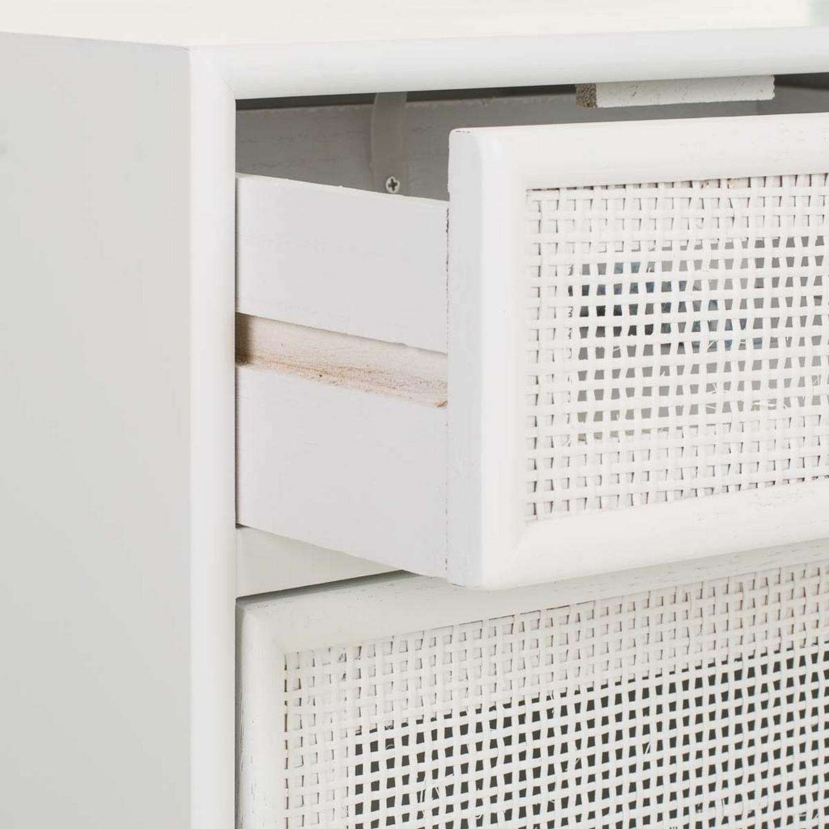 NACHTTISCH aus Holz und Gitter, weiß, 42x37x71cm - Weiß, Holz (42/71/36.5cm) - Wanderlust