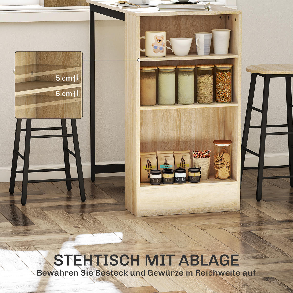 BAR-SET Eichefarben 91.0/49.0/91.0cm - Eichefarben, Holzwerkstoff (49/91/91cm)